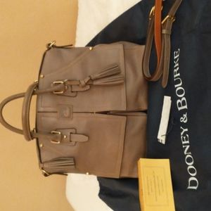 Dooney & Bourke genuine Clayton Florentine leather satchel handbag in color gray
